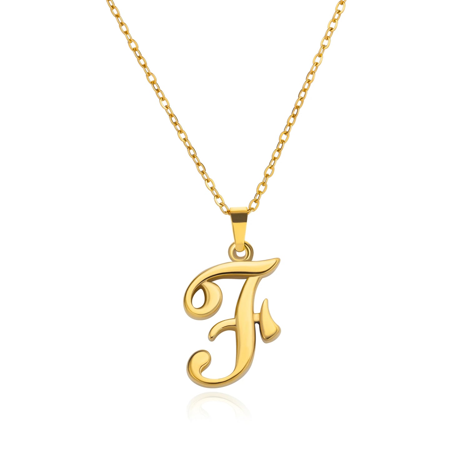 Women Stainless Steel Gold Color Initials Necklaces
