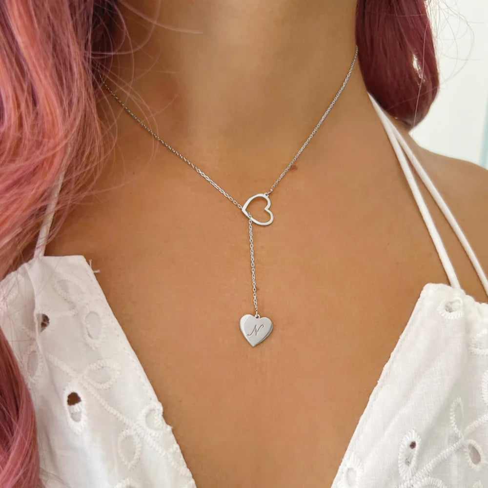 Custom Carving Love Heart Pendant Stainless-Gold Steel 30% off- Free shipping