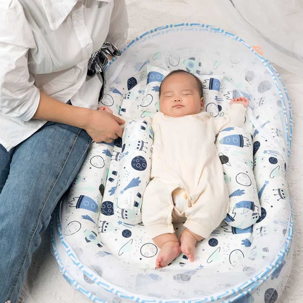 5pcs Portable Neonatal Sleeping Pad Mattress Crib in a Bed Baby Mosquito Net