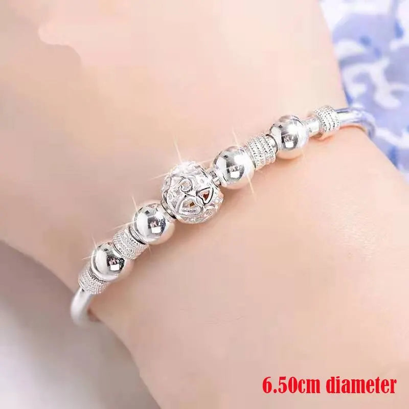 Silver Color Charm Lucky Beads Bangles - Free Shipping
