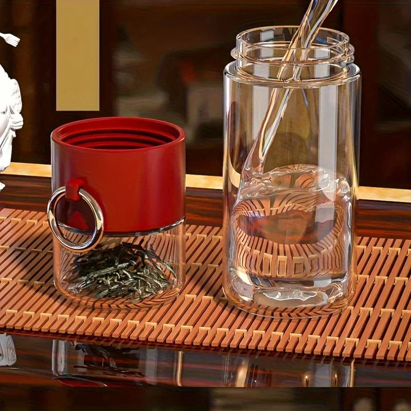 350mlTea Water Separation Cup, Plastic Leakproof Water Bottle