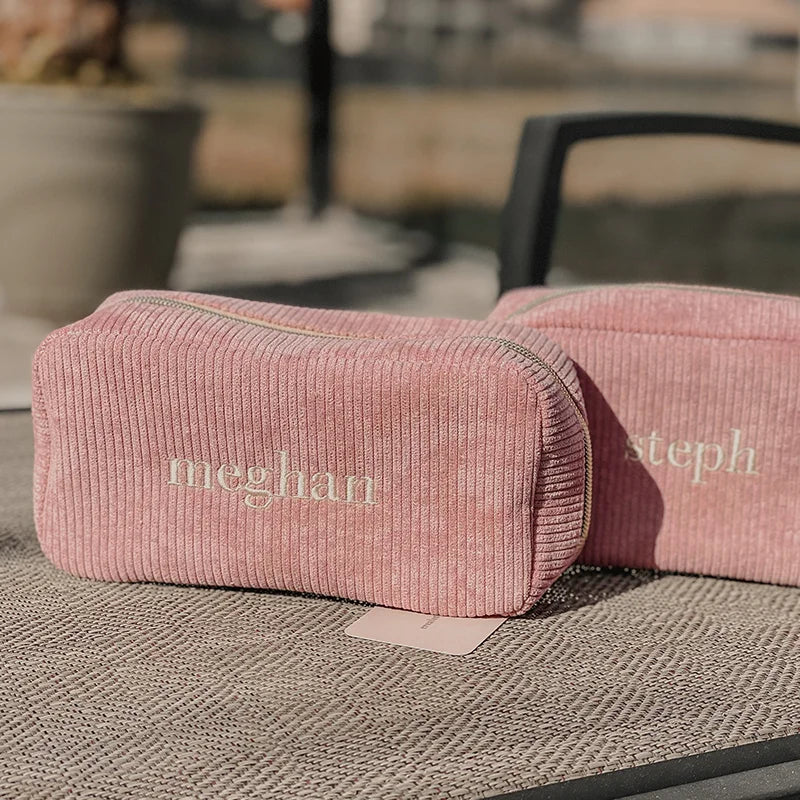 Personalized Name Makeup Bag, Zipper Travel Cosmetic Bags