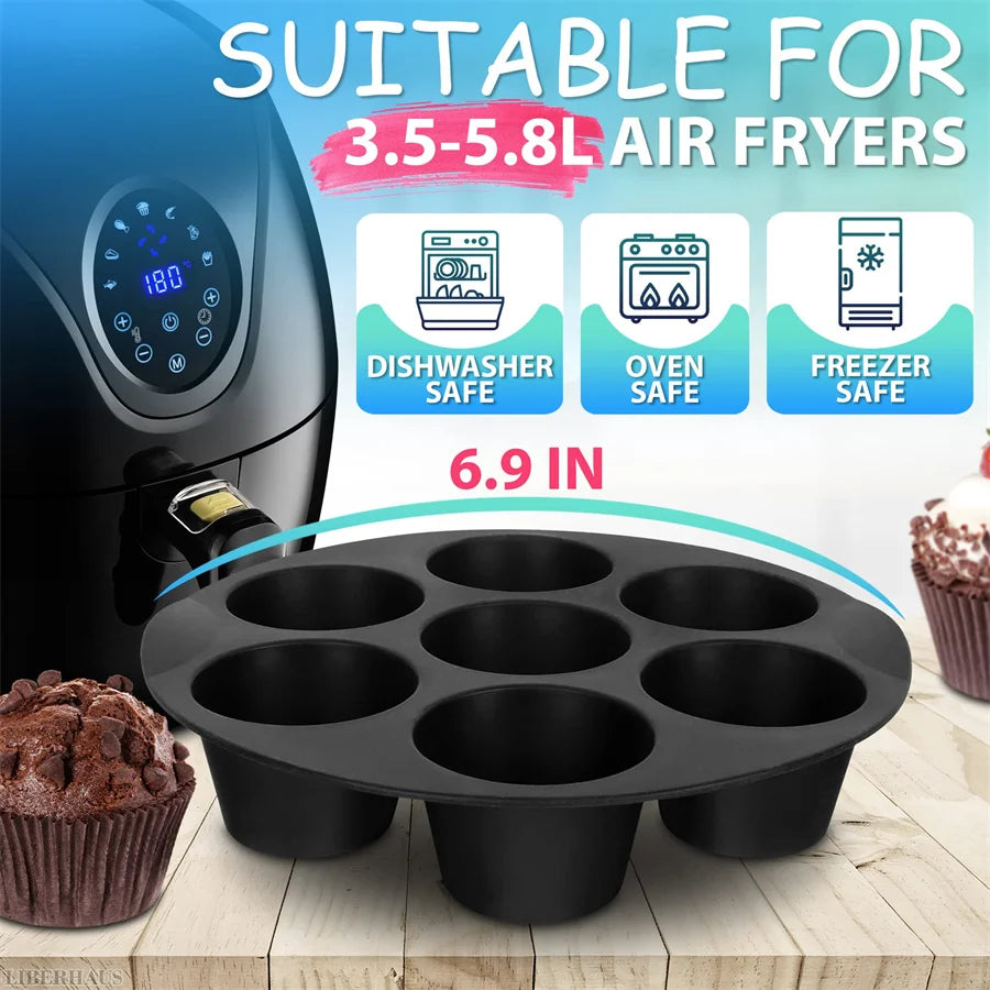 7 Cups Airfryer Silicone Muffin Pan Cupcake Mold for 3.5 to 5.8