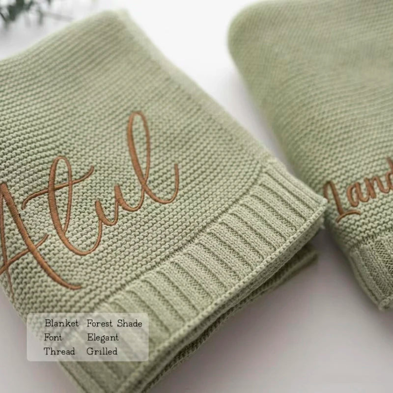 Personalized Name Baby Knitted Blanket Cotton 100x80cm
