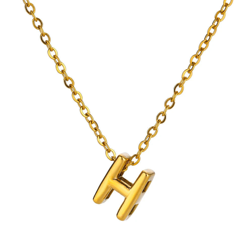 Stainless Steel Gold Color Initial Necklaces