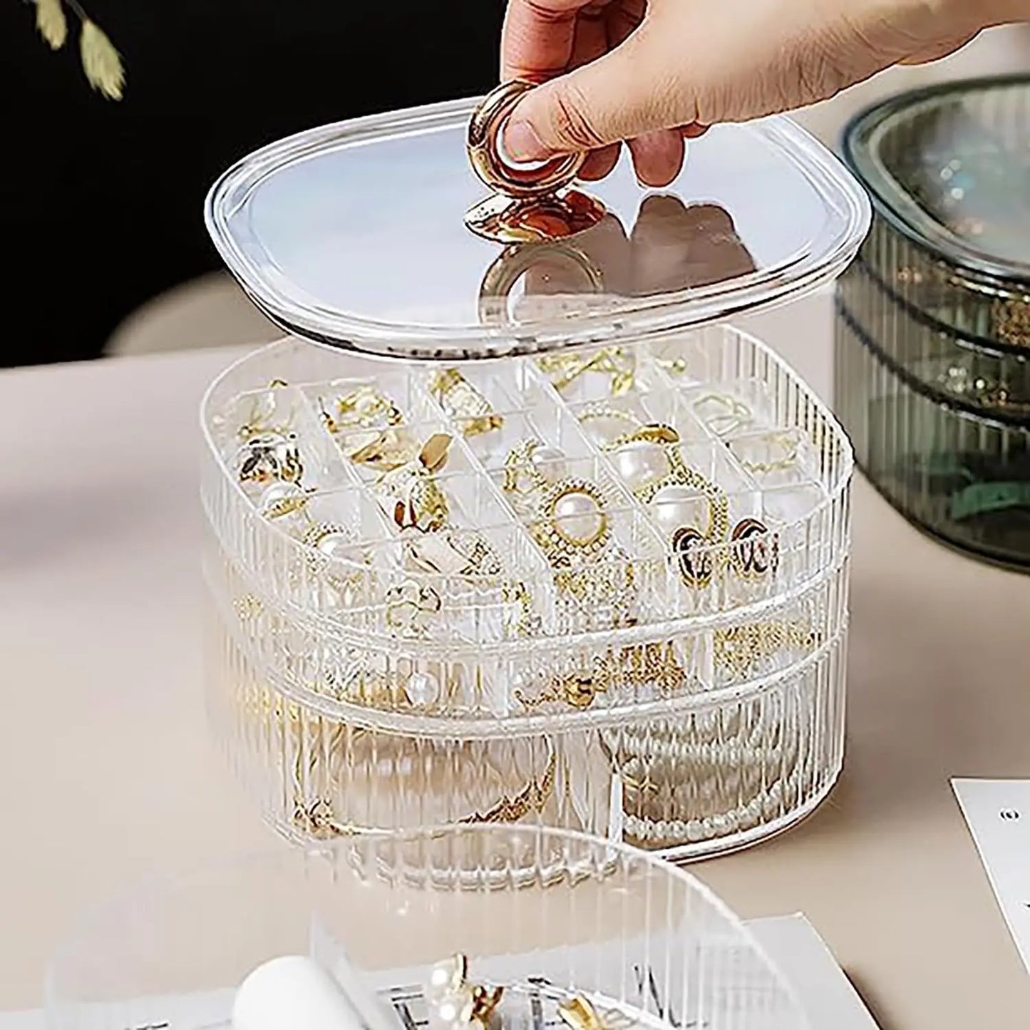 Transparent Jewelry Box 3-Layer Stackable Case Jewelry Case For Home