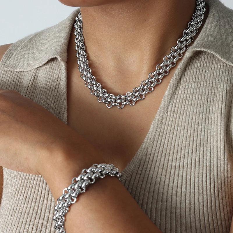 Exaggerated Necklace /Bracelet Buckle Design Thick Chain - Buy One Get One Free 🔥