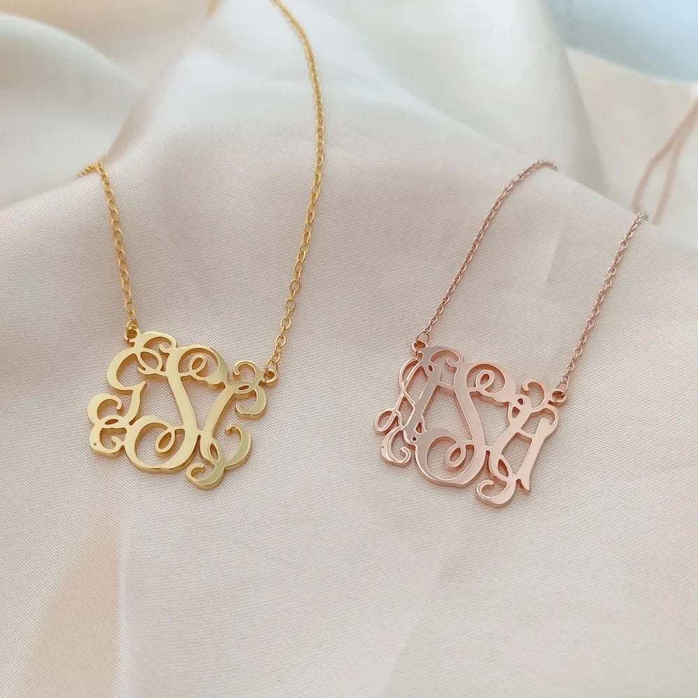 Custom Monogram Necklace for Women Personalized Stainless Steel Jewelry