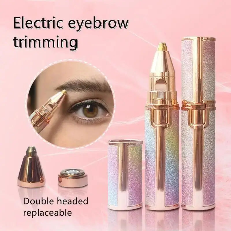 Portable 2 IN 1 Electric Epilator Eyebrow Trimmer Women's Body Facial Lip Epilator Rechargeable