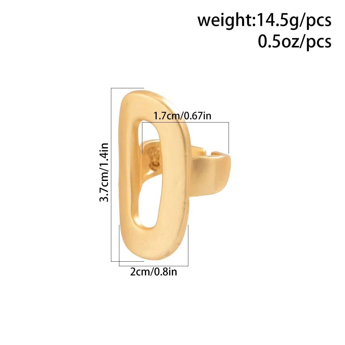 Exaggerated Big Hollow Out Geometric Oval Rings for Women Adjustable