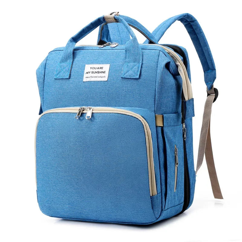 Foldable Diaper Bag Baby Bed Bags Crib Travel Backpack with Changing Station