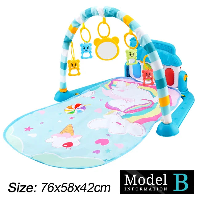 Baby Fitness Stand Music Play Gym Activity Toys Newborn Piano Crawling Blanket