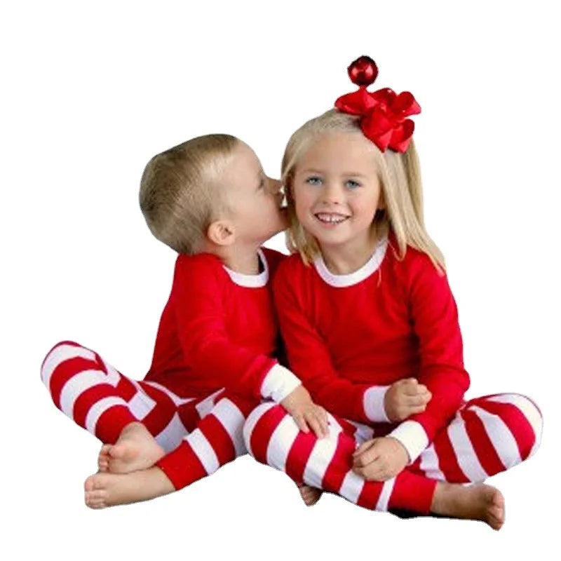 Christmas Family Pajamas Set Striped