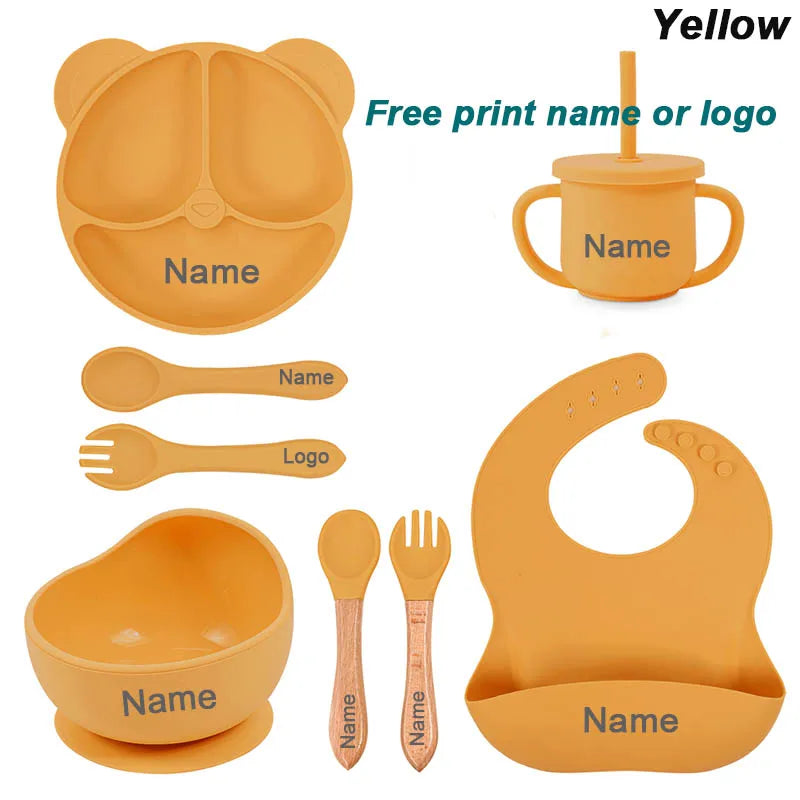 Feeding Set Silicone For Baby Sucker Bowl Dishes Plate For Kids