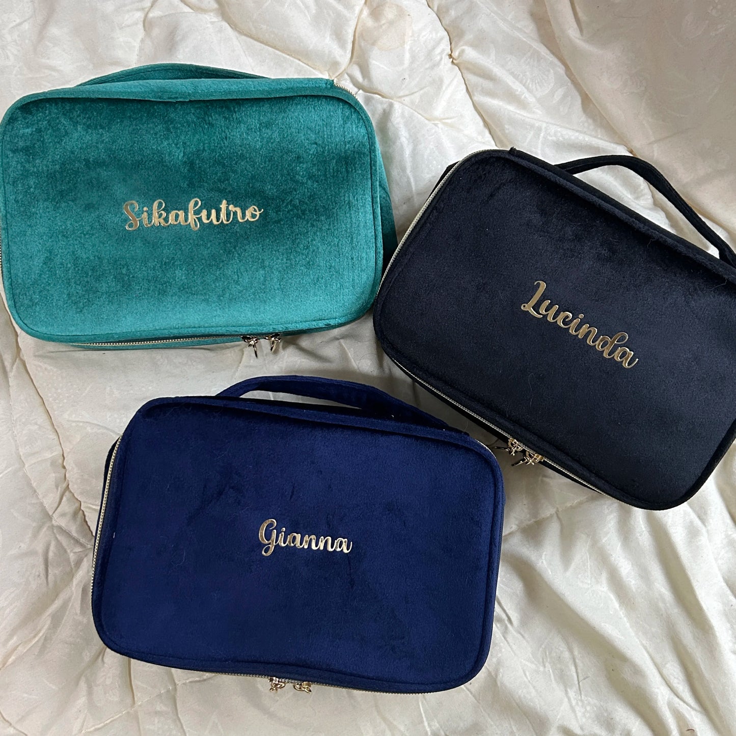 Personalized Velvet Cosmetics Bag Top Handle - Free shipping