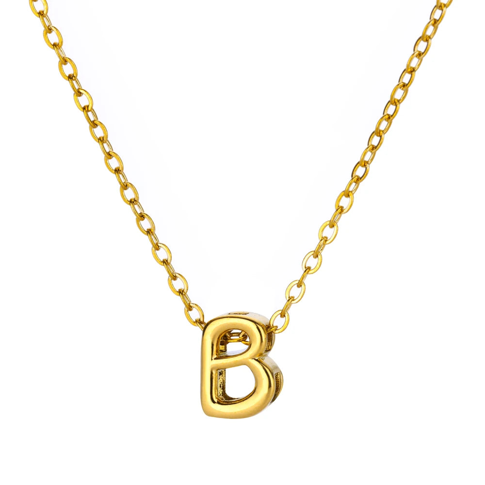 Stainless Steel Gold Color Initial Necklaces