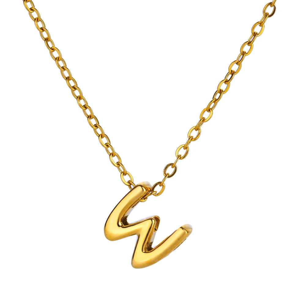 Stainless Steel Gold Color Initial Necklaces
