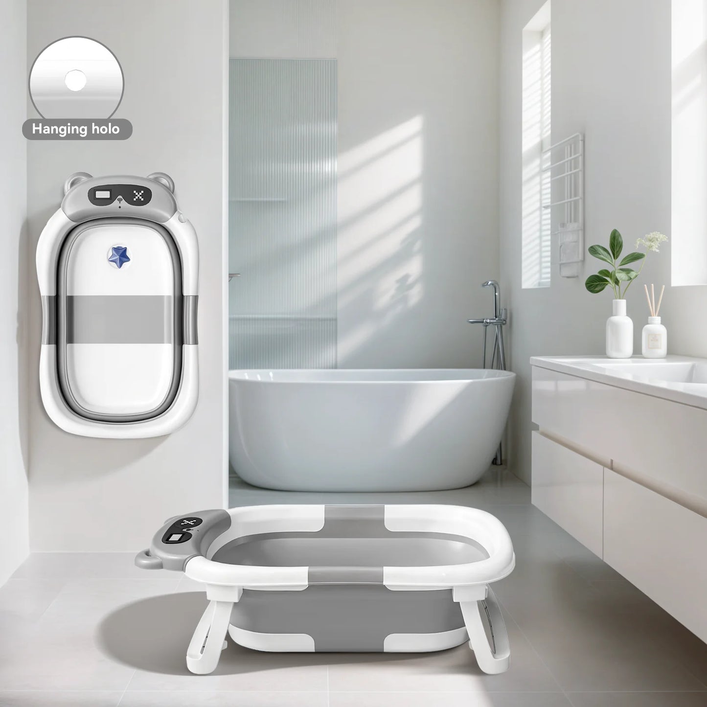 Baby Tub With Soft Cushion And Thermometer