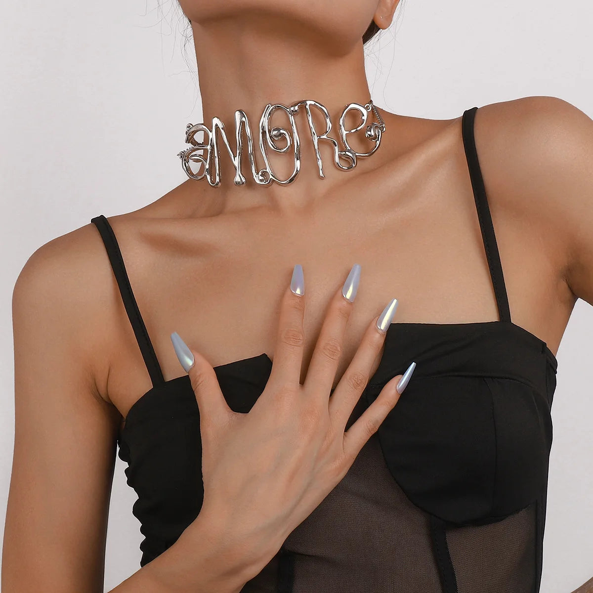 2023 Necklace New Heavy Metal Hip-hop Exaggerated Letter Love Choker Necklace Party Jewelry for Woman Gift Wholesale