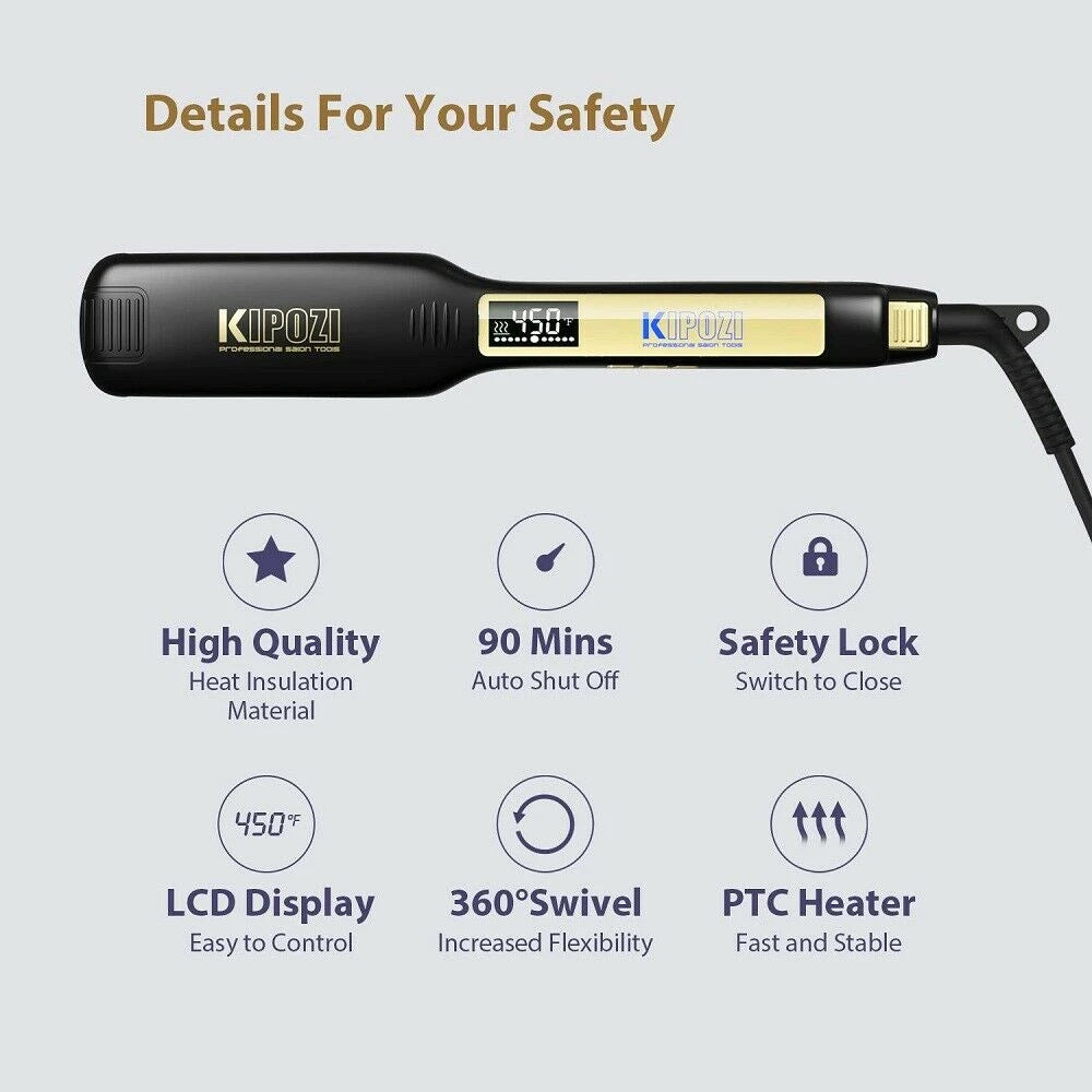 Titanium Flat Iron Hair Straightener with Digital LCD Display