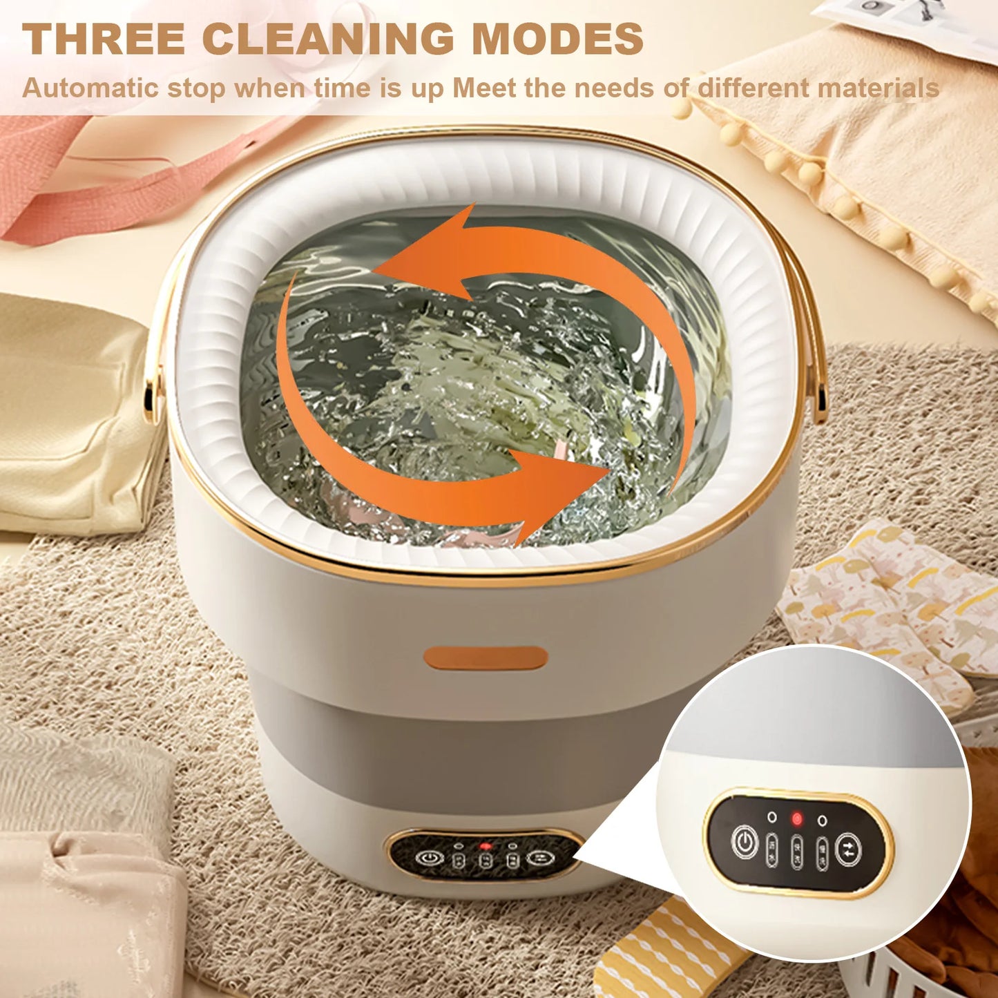 Portable Washing Machine 13L Foldable Mini Washer with 4 Modes