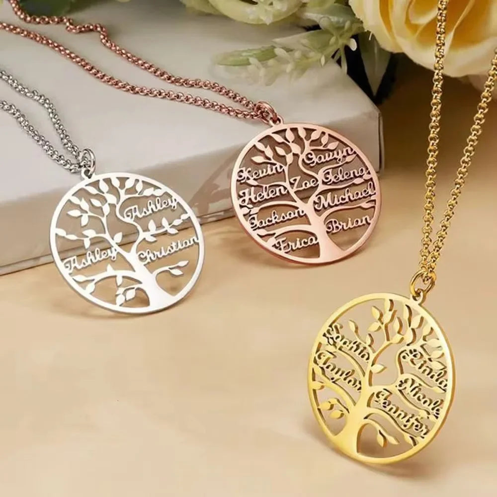 Custom Tree Of Life Necklace, Personalized Name Necklace