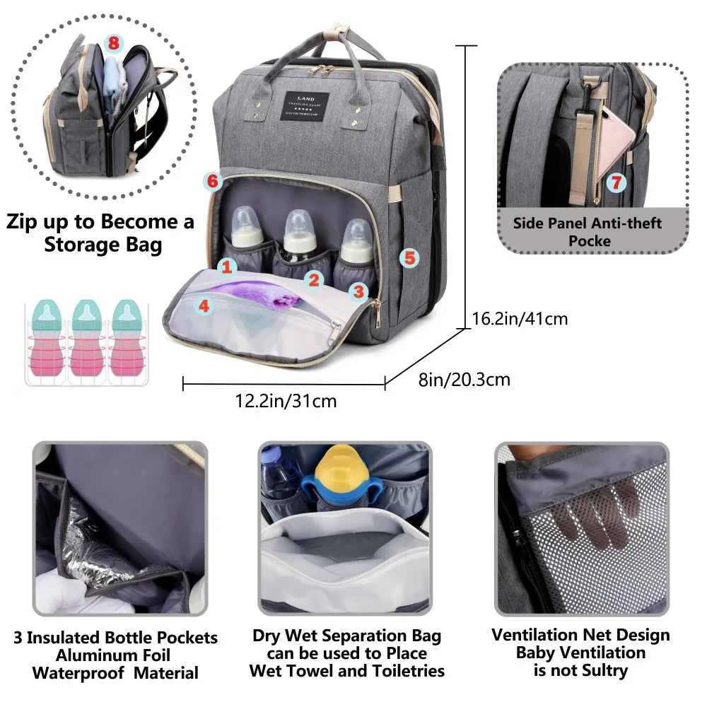Mommy Bag Lightweight Portable Folding Crib Bed Large