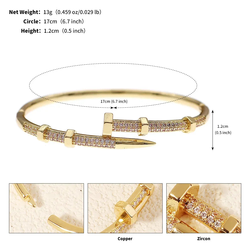 Nail Bracelets Zirconia Screw Bracelet For Women
