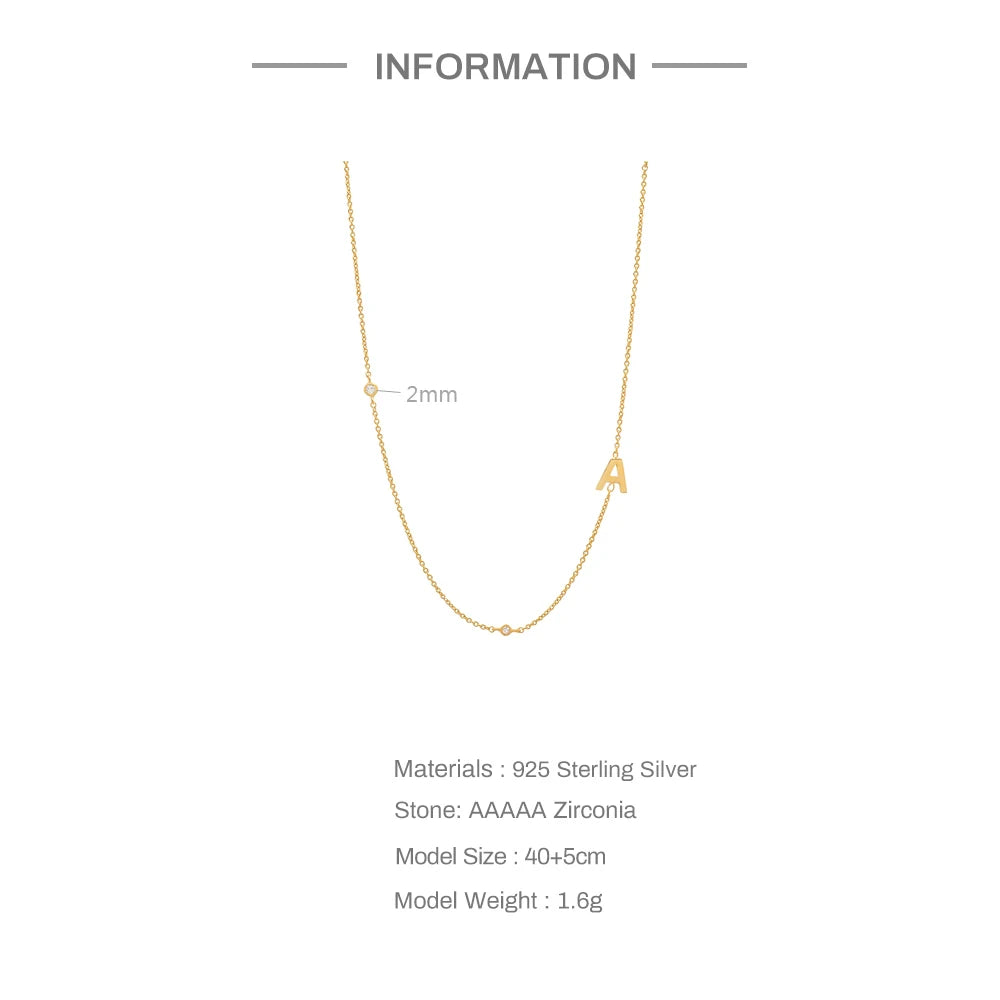 925 Sterling Silver covered with 18k plated gold Dainty Initial Necklace - Free Shipping