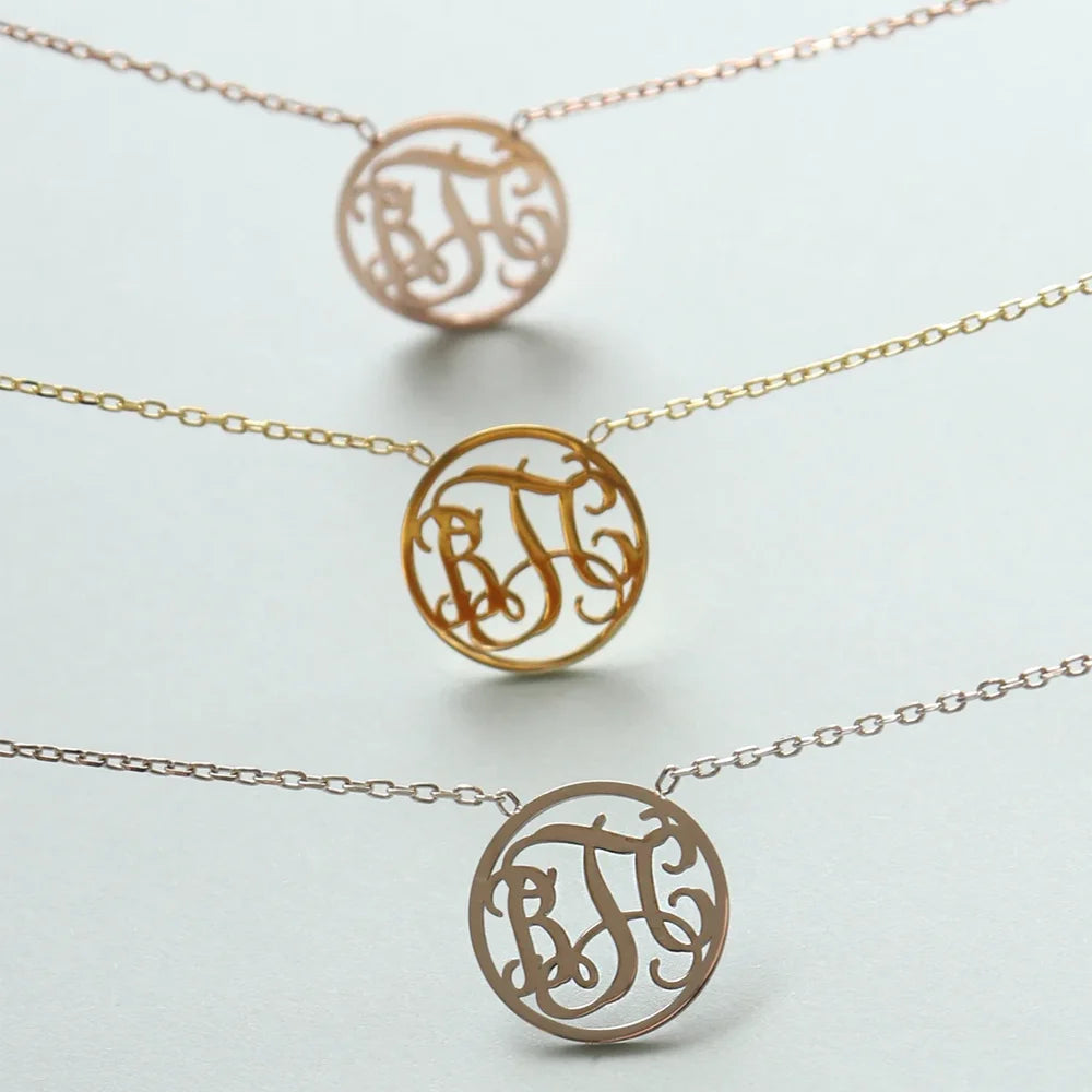 Custom Monogram Necklace for Women Personalized Stainless Steel Jewelry