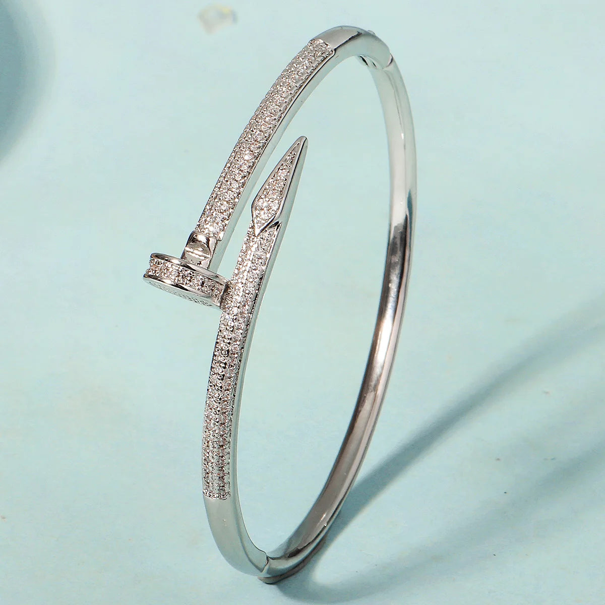 Classic Stainless Steel Woman's Nail Bracelet