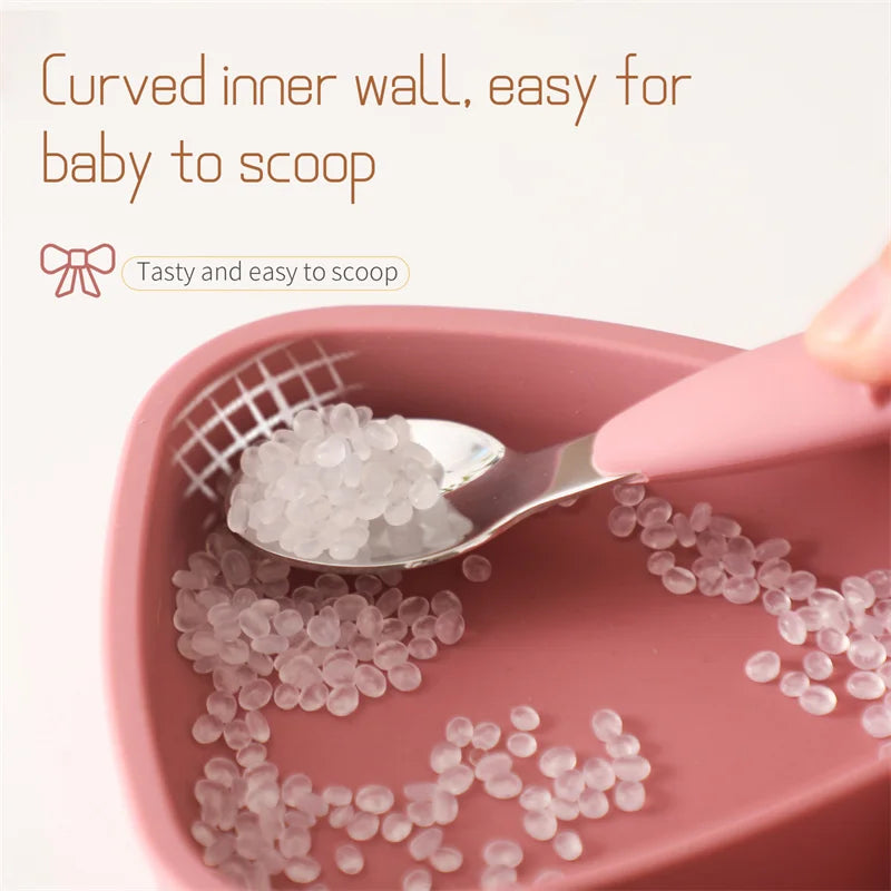 Baby Tableware Set BPA Free Silicone Food Plate Stainless
