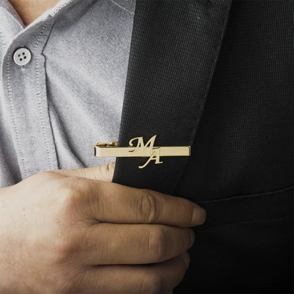 Custom Initial Tie Clip for Men's Stainless Steel Tie Clip