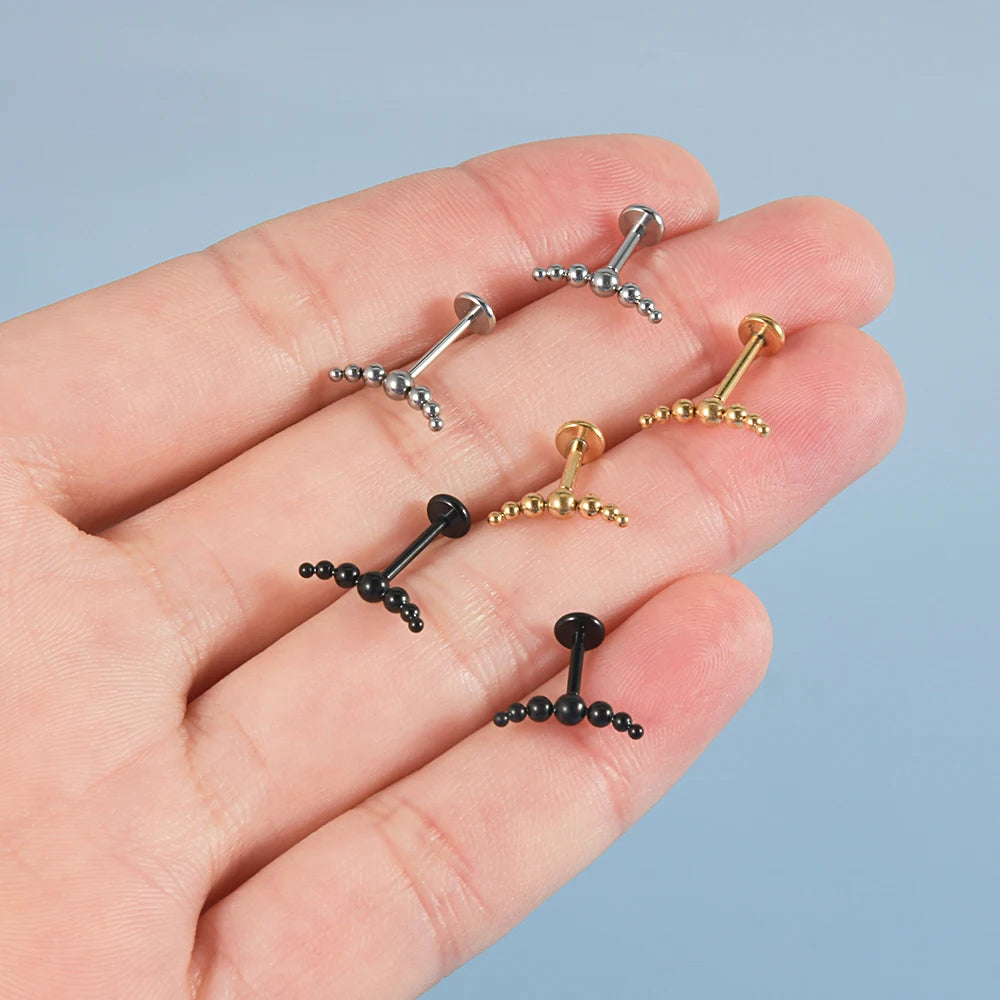 Beads Threadless Cluster Vertical Helix Earring 16G Monroe Cartilage Labret Lip Stud Tragus Piercing