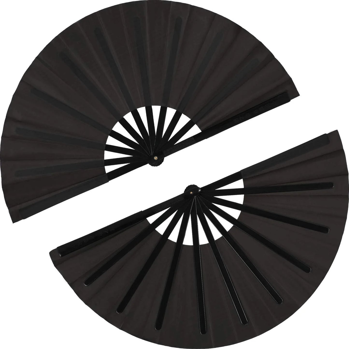 2 Large Folding Fan Nylon Cloth Handheld Folding Fan Chinese Kung Fu Tai Chi Fan Black Decoration Fold Hand Fan For Pa