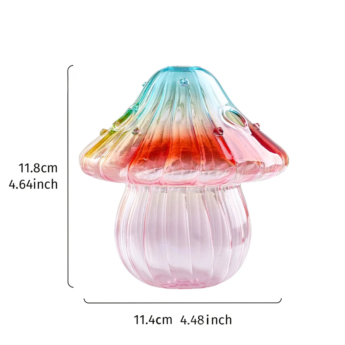 Glass Colorful Mushroom Vase Nordic Style Indoor Home Decor Hydroponic Plant Flower Arrangement Ornament Room Desktop Decoration