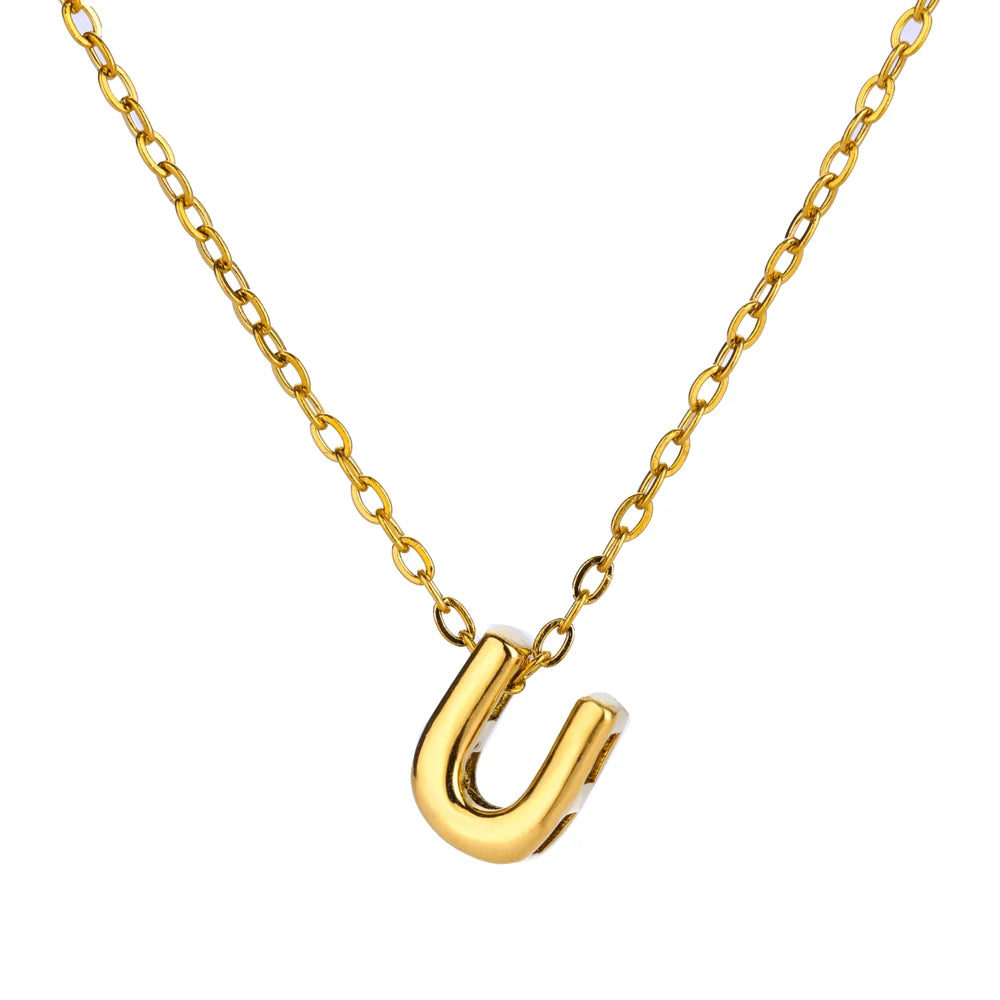 Stainless Steel Gold Color Initial Necklaces