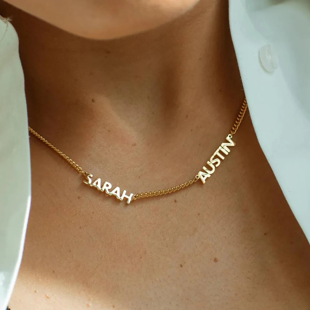 Multiple Name Necklace β Personalized Letter Pendant, Minimalist Gift for Mom