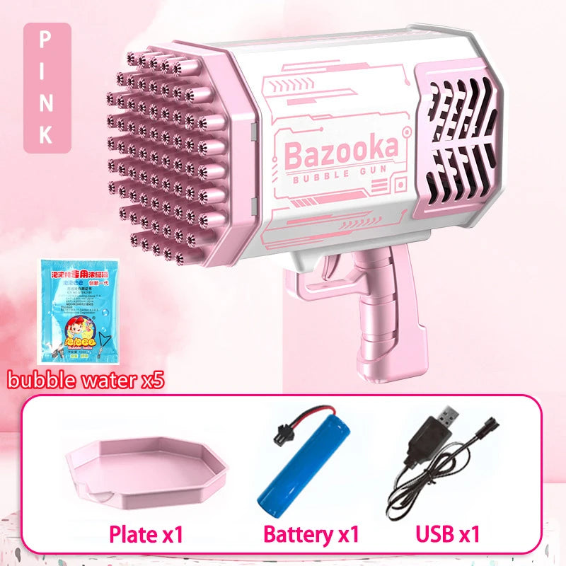 76/80/88 Holes Electric Rocket Bubble Gun With LED Gatling
