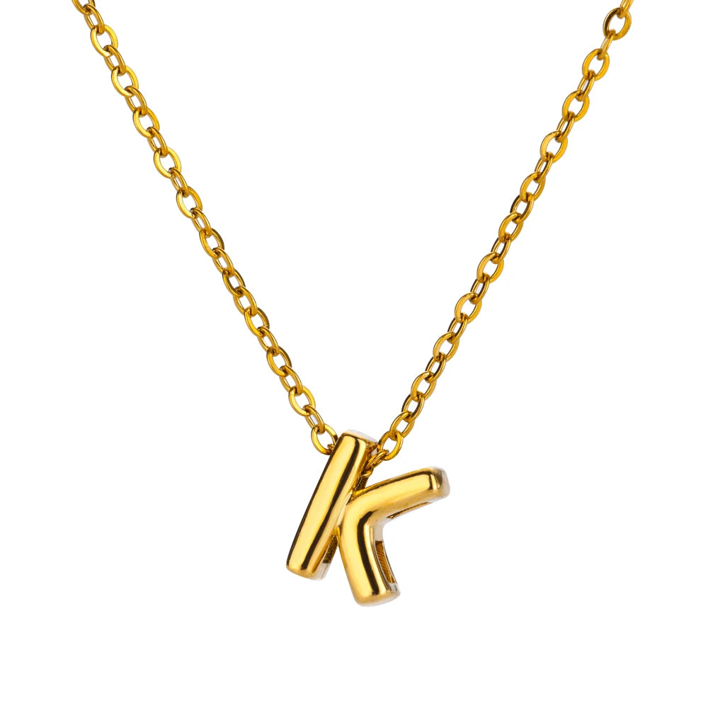 Stainless Steel Gold Color Initial Necklaces