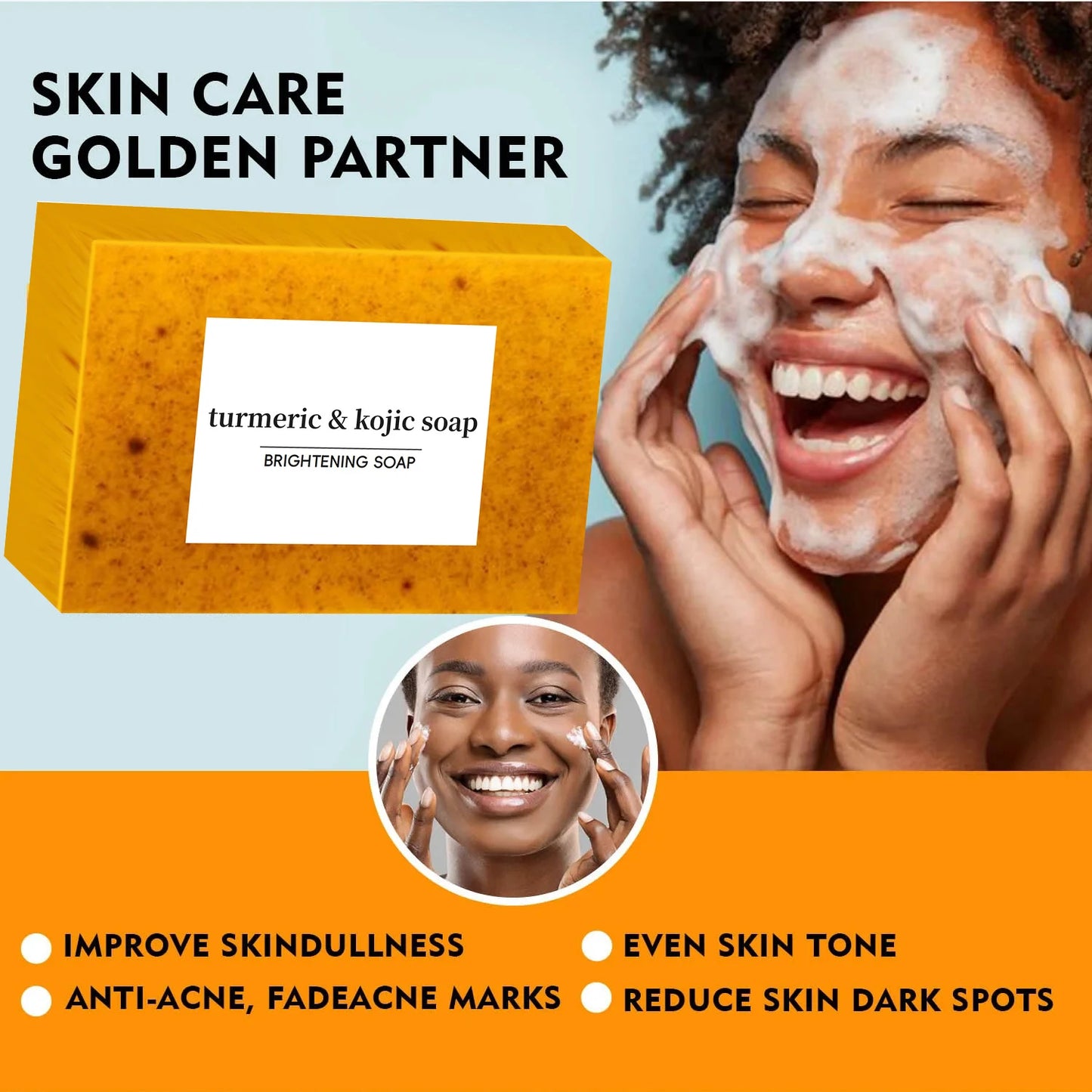 Turmeric Kojic Acid Glow Soap Dark Spot Acne Removal Even Skin Tone - Free Shipping