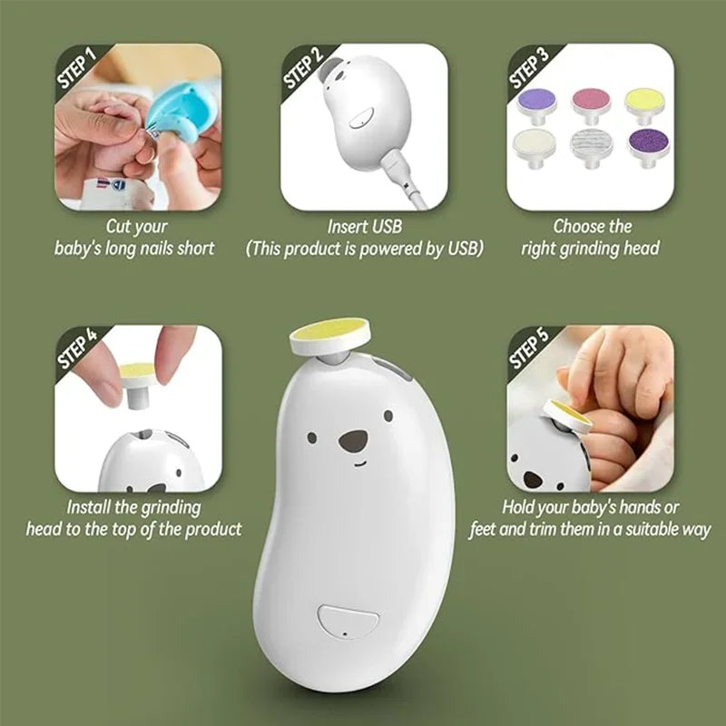 6 in 1 Low Noise Safe Care Ergonomic Grip Toddler Toes Fingernails Polish Trim