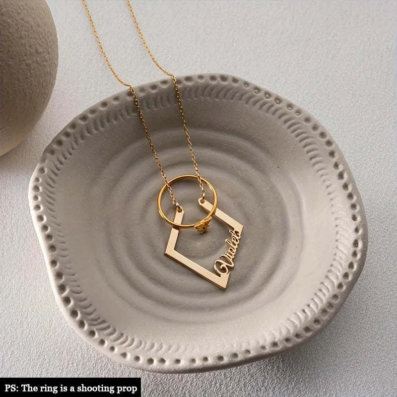 Asymmetrical Custom Name Necklace Personalized Minimalist Stainless Steel