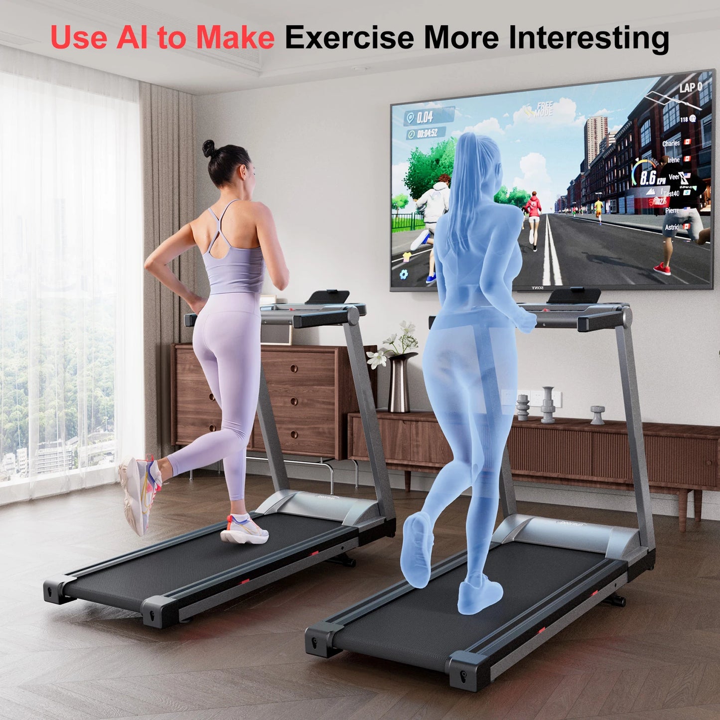3.5HP Foldable Incline Home Treadmill Walking Pad with Handle Bar