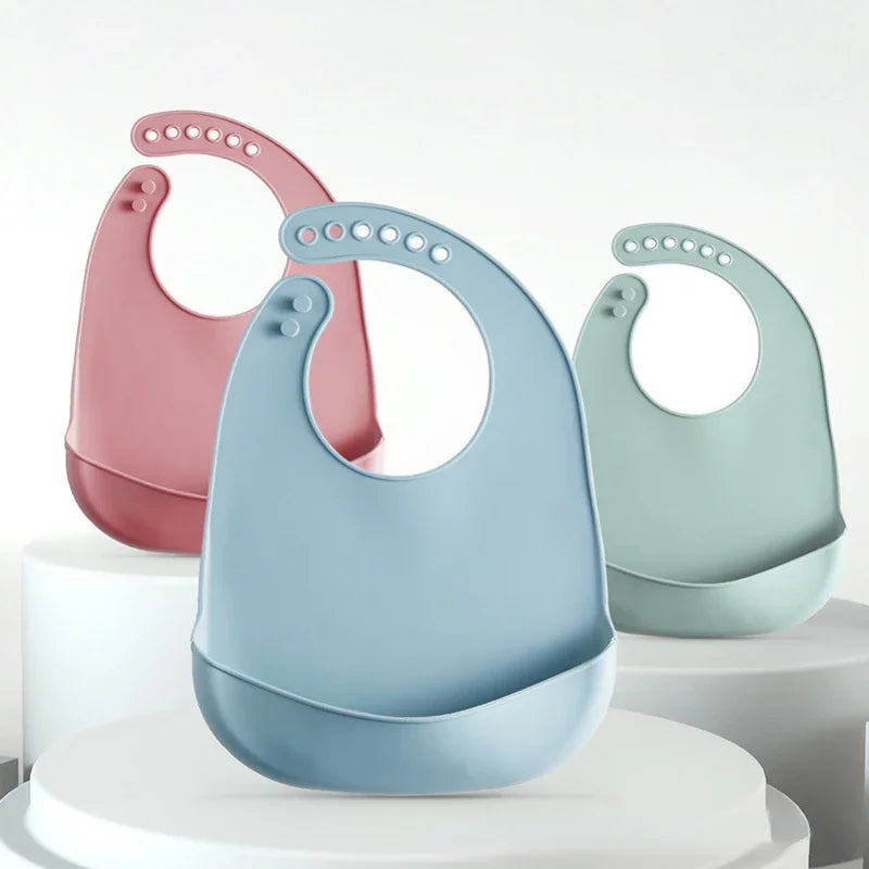 Baby Bib Adjustable Waterproof Bibs Babies Soft Edible Silicone - Buy One Get Two Free π₯