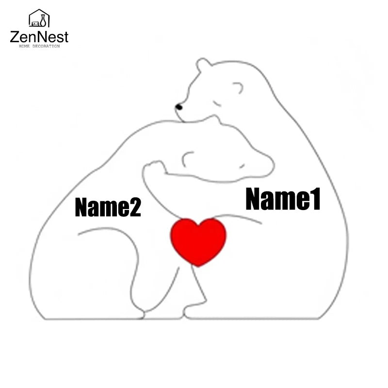 Little Bear Family Personalized Name Puzzles, Thanksgiving Christmas Gifts,