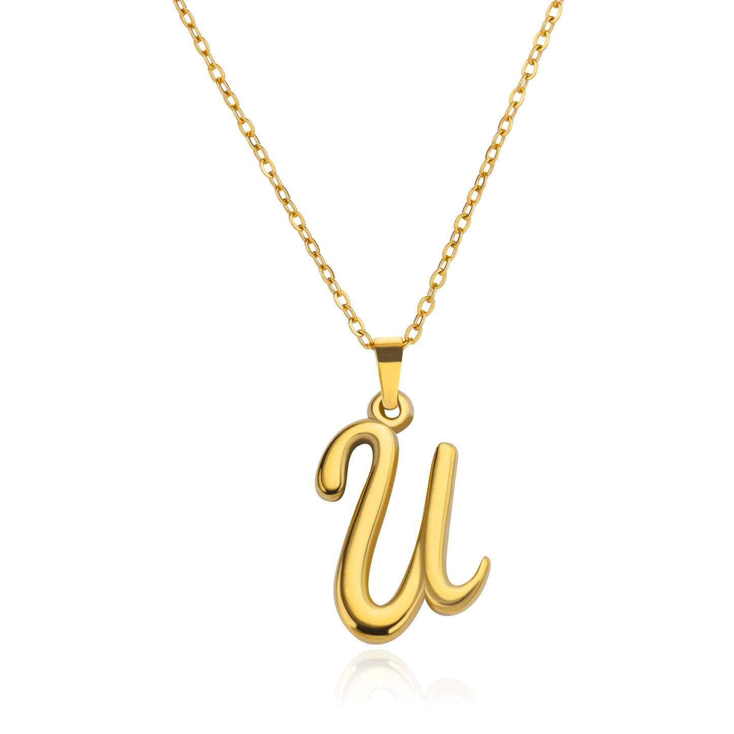 Women Stainless Steel Gold Color Initials Necklaces