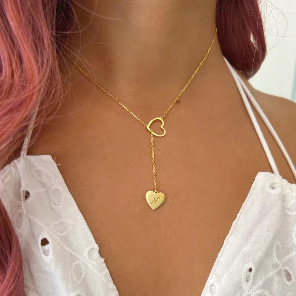 Custom Carving Love Heart Pendant Stainless Steel-Rose Gold 30% off