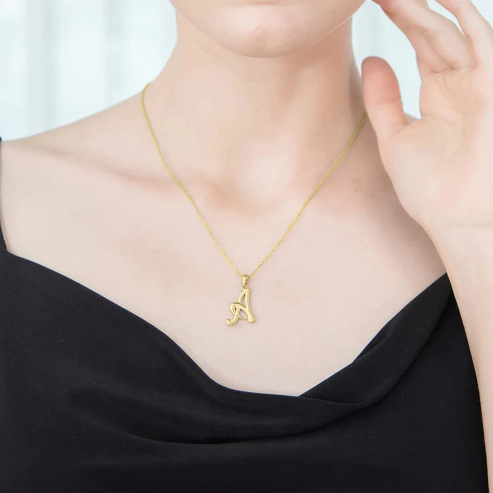 Women Stainless Steel Gold Color Initials Necklaces