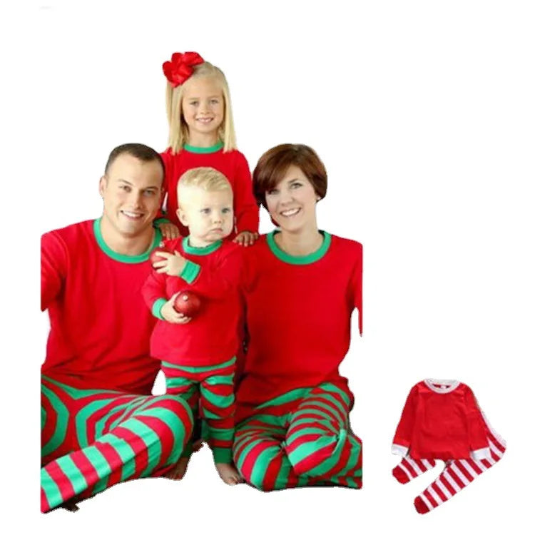 Christmas Family Pajamas Set Striped